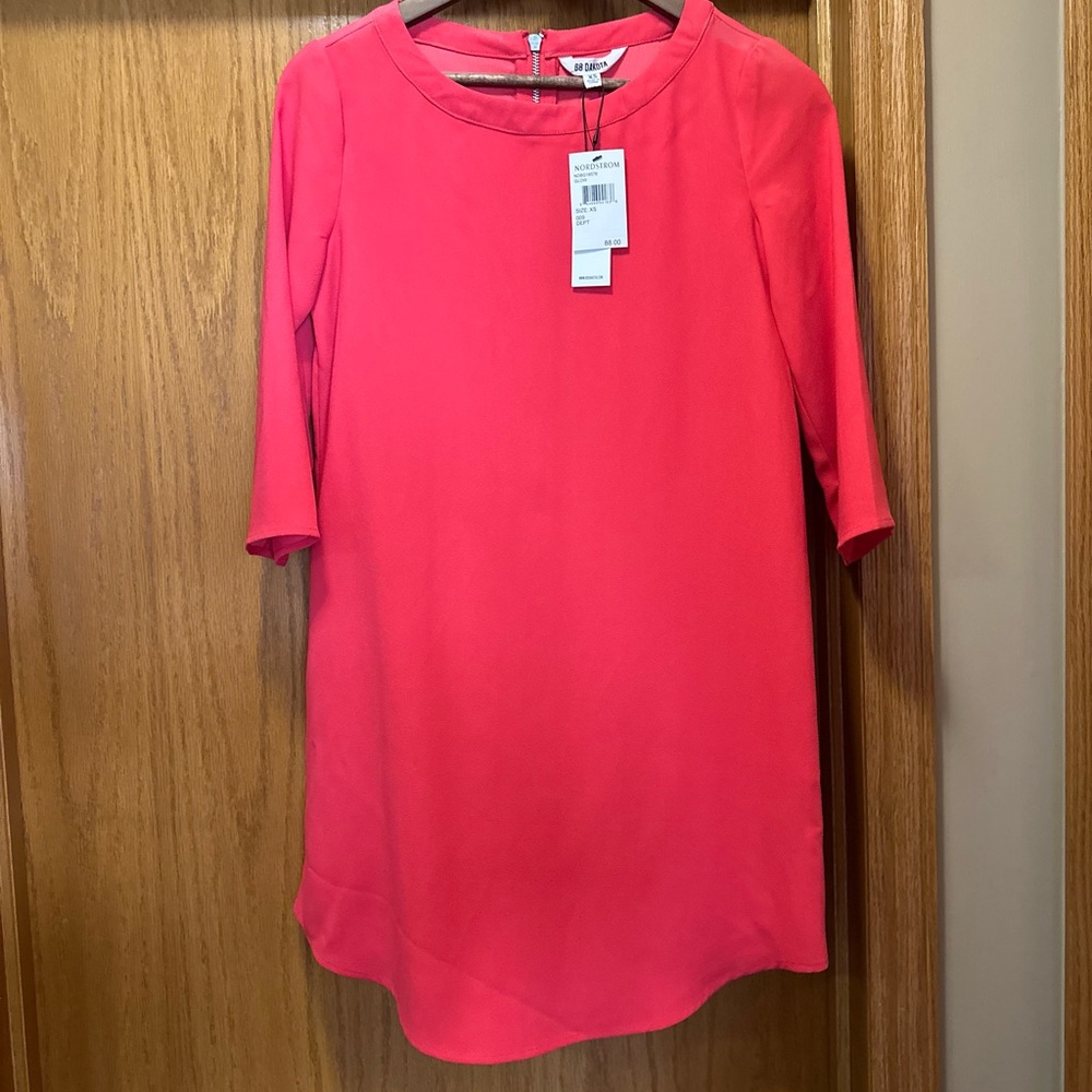 BB Dakota Coral Crepe Shift Dress